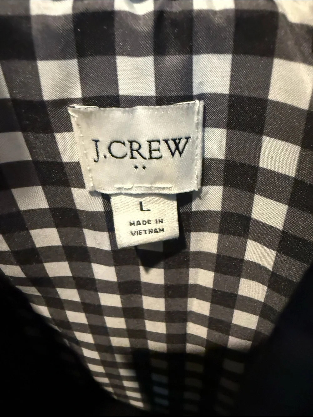 J.Crew Factory Black Quilted Puffer Vest Gingham Gold Hardware L
